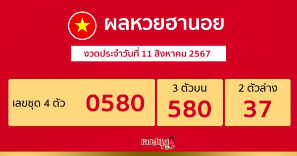 ผลหวยฮานอย 11/08/67 -"Hanoi lottery results 11/08/67"