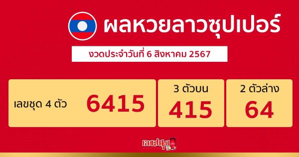 ผลหวยลาวซุปเปอร์ 6/08/67-"Lao Super Lottery Results 6-08-67"