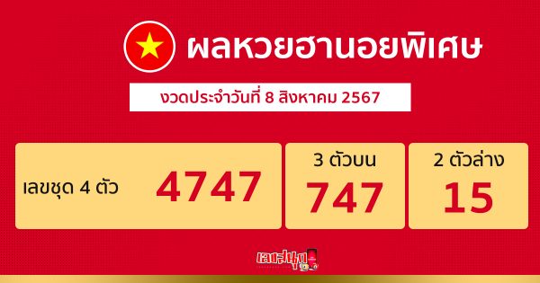 ผลหวยฮานอยพิเศษ 8/08/67-"special-hanoi-lottery-results"