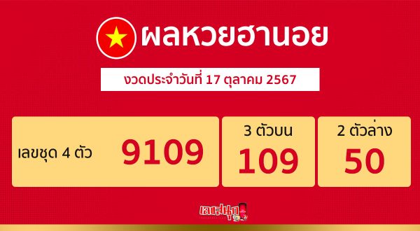 ผลหวยฮานอย 17/10/67-"Hanoi lottery results 171067"