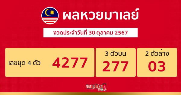 ผลหวยมาเลย์ 30/10/67 -"Malaysian lottery results 30-10-67"