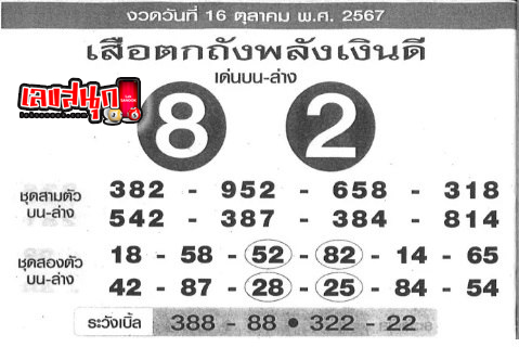 เสือตกถังพลังเงินดี 16 10 67 - "Tiger falls into a money pot, good power 16 10 67"