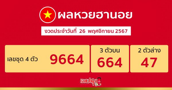 ผลหวยฮานอย 26/11/67-"Hanoi lottery results"