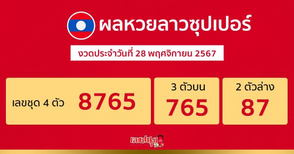 ผลหวยลาวซุปเปอร์ 28/11/67 -"Lao Super Lottery results today"
