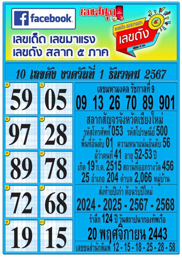 สลาก 5 ภาค 1 12 67-"Lottery 5 Part 1 12 67"