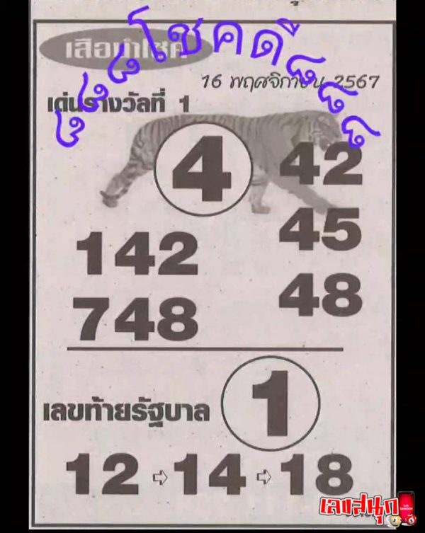 เสือนำโชค 16 11 67-"Lucky Tiger 16 11 67"