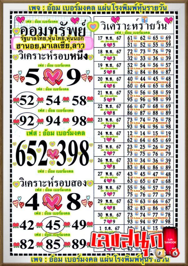 เลขออมทรัพย์ 16 11 67-"Savings number"