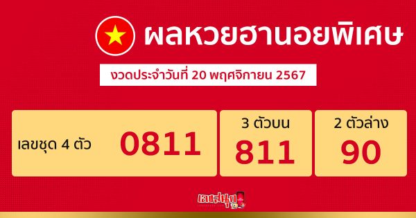 ผลหวยฮานอยพิเศษ 20/11/67-"Special Hanoi lottery results 20-11-67"