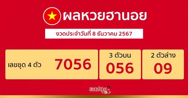 ผลหวยฮานอย 8/12/67-"Hanoi lottery results 8-12-67"