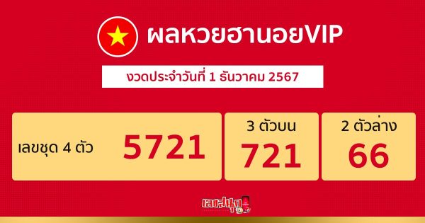 ผลหวยฮานอยVIP 1/12/67 - "Hanoi VIP lottery results 1.12.67"