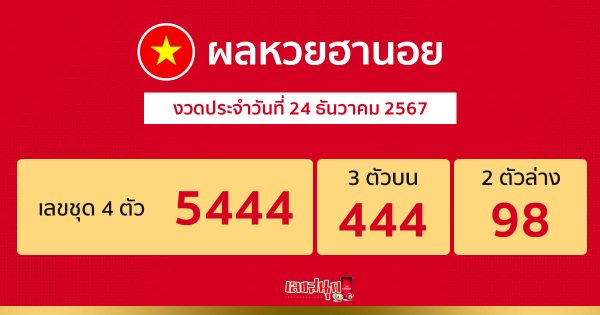 ผลหวยฮานอย 24/12/67 -"Hanoi lottery results 24/12/67"