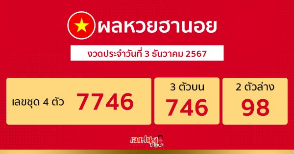 ผลหวยฮานอยพิเศษ 3/12/67 -"Hanoi lottery today live"
