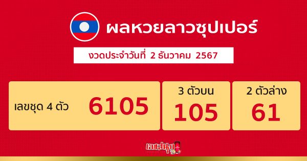 ผลหวยลาวซุปเปอร์ 2/12/67 -"Lao Super Lottery results 2/12/67"