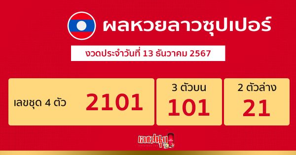 ผลหวยลาวซุปเปอร์ 13/12/67 -"Lao Super Lottery results"