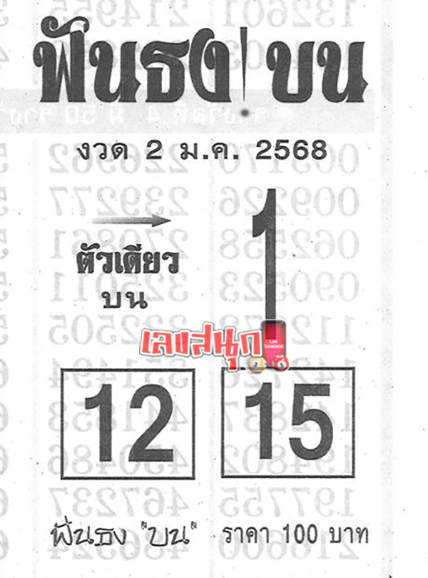 เลขฟันธงบน 2 01 68-"Top number"