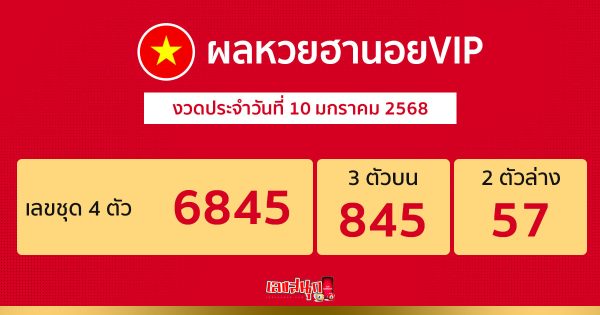 ผลหวยฮานอยVIP 10/01/68-"Hanoi VIP lottery results 10 01 68"