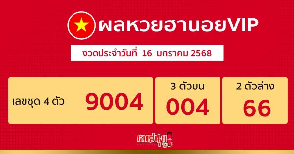  ผลหวยฮานอยVIP 16/01/68 -"Hanoi VIP lottery results"