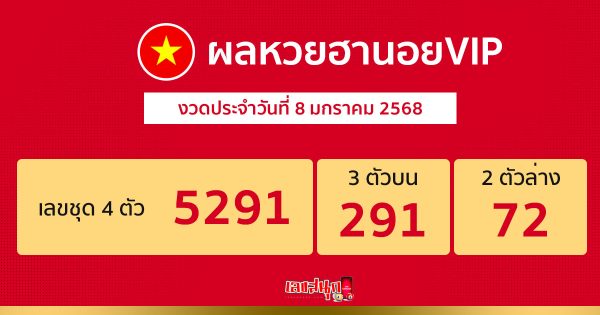 ผลหวยฮานอยVIP 8/01/68-"Hanoi VIP lottery results 8-01-68"