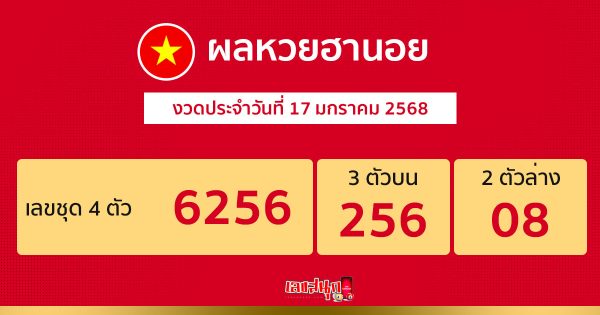 ผลหวยฮานอย 17/01/68 - "Hanoi lottery results 17.01.68"