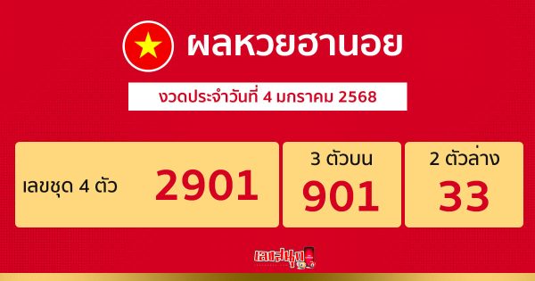 ผลหวยฮานอย 4/01/68-''Hanoi lottery results 4/01/68''