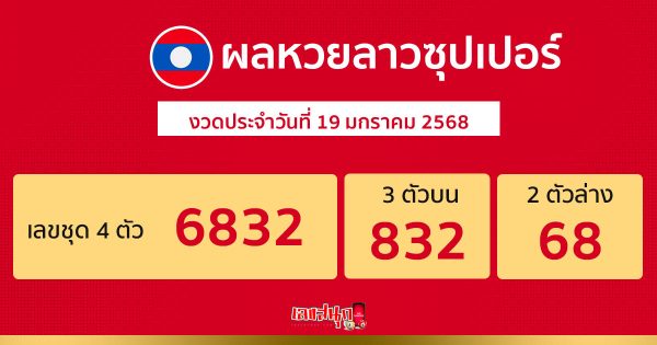 ผลหวยลาวซุปเปอร์ 19/01/68 -"Lao Super Lottery results today"