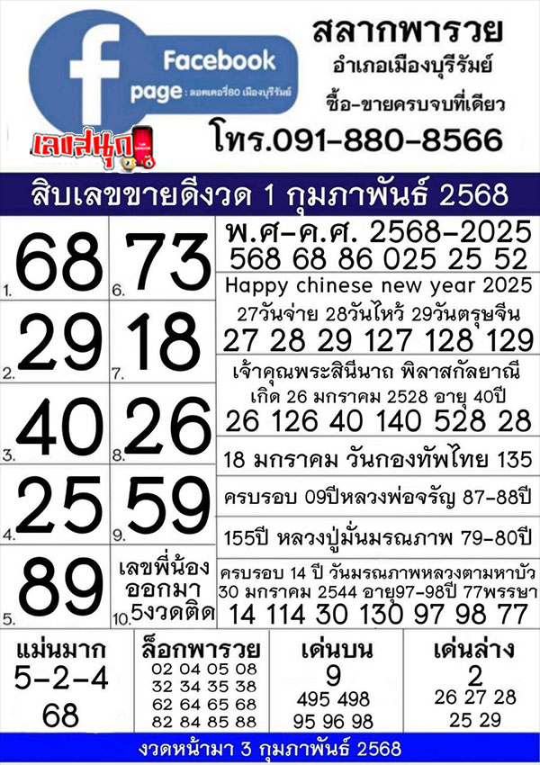 สลากพารวย 1 02 68-"Rich Lottery 1 02 68."