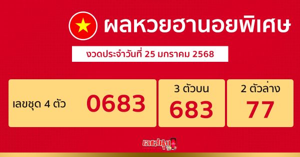 ผลหวยฮานอยพิเศษ 25/01/68-''Special Hanoi lottery results 25/01/68''