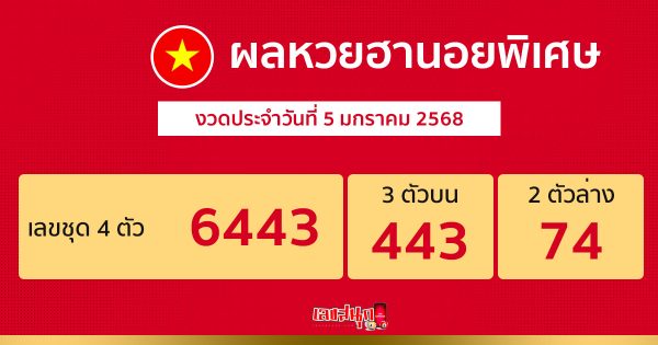 ผลหวยฮานอยพิเศษ 5/01/68-''Special Hanoi lottery results 5/01/68''