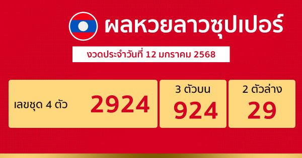 ผลหวยลาวซุปเปอร์ 12/01/68 - "lao-super-lottery - results 12-1-68."