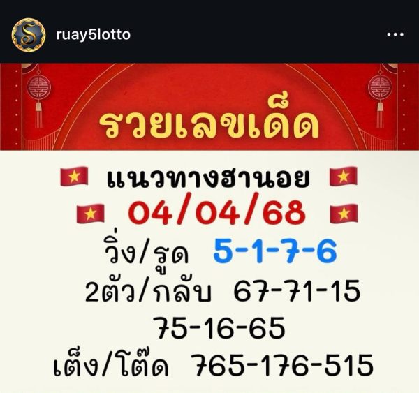 รูปภาพเลขเด็ดหวยฮานอยของ lekdedonline