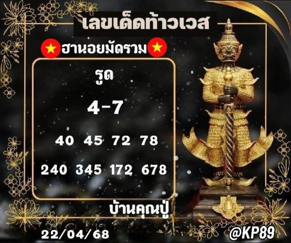 รูปภาพแนวทางหวยฮานอยวันนี้ของ lekdedonline