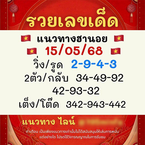 รูปภาพเเนวทางเลขเด็ดหวยฮานอยวันนี้ของ lekdedonline